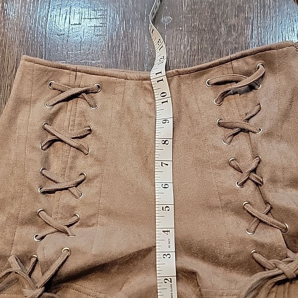 Luxxel Mocha Suede Lace-up Shorts - Picture 14 of 16